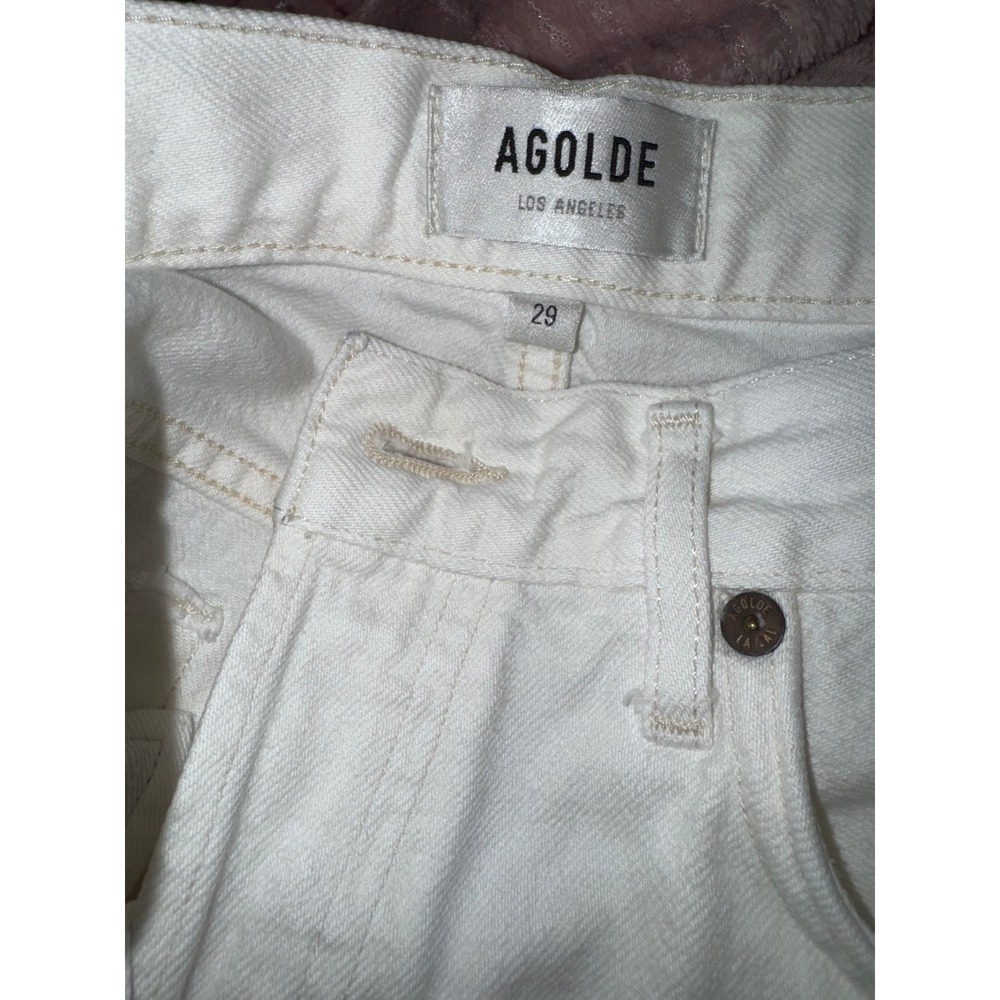 AGOLDE Parker White Distressed Denim Cut Off Shorts Button Fly Size 29 A026-1157 - Picture 5 of 6